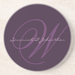Eggplant Monogram Wedding Anniversary Untersetzer