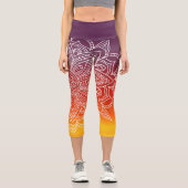 Eggplant Orange und White Mandala Yoga Capri (Vorderseite)