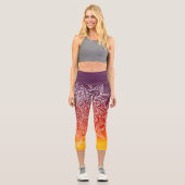 Eggplant Orange und White Mandala Yoga Capri (Vorderseite)