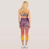 Eggplant Orange und White Mandala Yoga Capri (Rückseite)