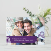 Eggplant Paisley Wedding Foto Save the Date (Stehend Vorderseite)