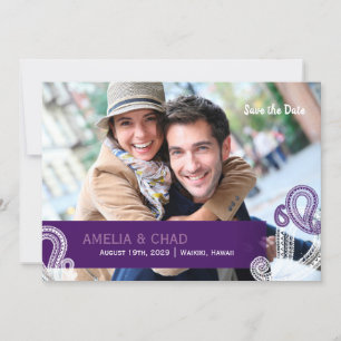 Eggplant Paisley Wedding Foto Save the Date
