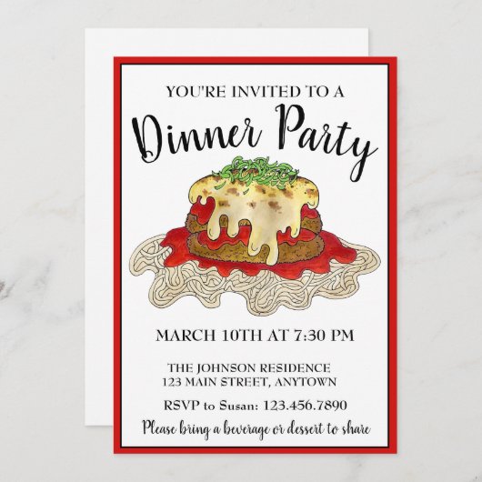 Eggplant Parm Parmesan Italian Food Dinner Party Einladung (Vorne/Hinten)