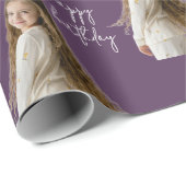 Eggplant Plum & Custom Birthday text and Foto - Geschenkpapier (Rolleneckpunkt)