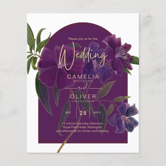 Eggplant Plum Lila Blumenwaldhochzeit Flyer (Vorne)