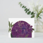 Eggplant Plum Lila Blumenwaldhochzeit Postkarte (Stehend Vorderseite)