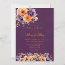 Eggplant Plum Orange Floral Wedding Celebration