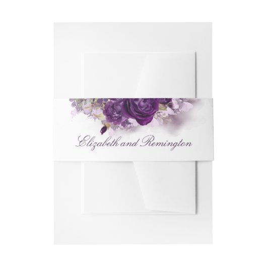 Eggplant Purple Flowers Elegante Wedding Einladungsbanderole (Vorderseite Beispiel)