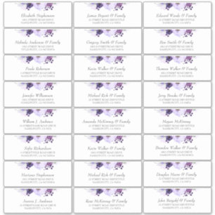 Eggplant Purple Flowers Guest Names Address Labels