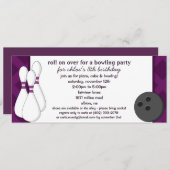 Eggplant Roll über Bowling Geburtstag Einladung (Vorne/Hinten)