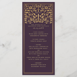 Eggplant Royal Medieval Sword Hochzeitstag Flat Me Menükarte