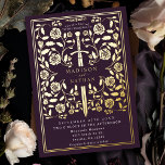 Eggplant Royal Medieval Sword Wedding Folieneinladung<br><div class="desc">Feiern Sie Ihren besonderen Tag mit diesem königlich-mittelalterlichen Schwert Hochzeitsdesign. Das Design auf der Rückseite des Einladens ist KEINE echte Goldfolie. Sie können dies durch einen Klick auf "PERSONALISIEREN" weiter anpassen.</div>