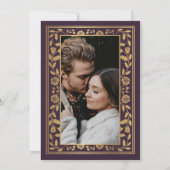 Eggplant Royal Medieval Sword Wedding Foto Save The Date (Rückseite)