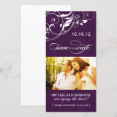 Eggplant Save the Date Foto Cards (Vorne/Hinten)