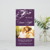 Eggplant Save the Date Foto Cards (Stehend Vorderseite)