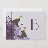 Eggplant Senf Gelber Vintager Pfauenhütchen Einladung (Rückseite)