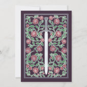 Eggplant Silver Sword Medieval Fantasy Wedding Einladung (Rückseite)