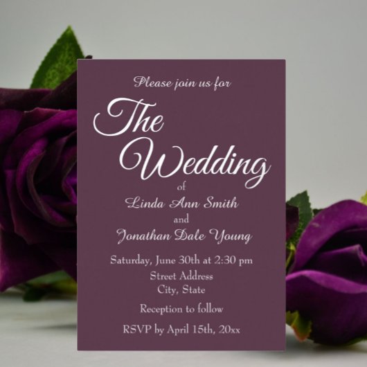 Eggplant Simple Style Wedding Folieneinladung