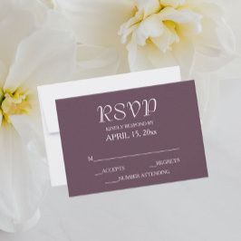 Eggplant Simple Style Wedding RSVP Karte