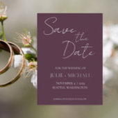 Eggplant Simple Style Wedding Save the Date Folieneinladung