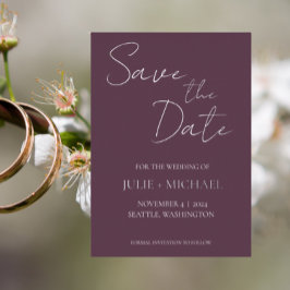 Eggplant Simple Style Wedding Save the Date Folieneinladung
