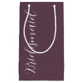 Eggplant Stylisierte Script Wedding Bridesmaid Kleine Geschenktüte (Vorderseite)