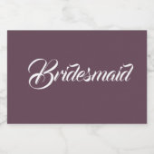 Eggplant Stylisierte Script Wedding Bridesmaid Schaumweinetikett (Einzelnes Label)
