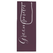 Eggplant Stylized Script Wedding Trauzeuge Geschenktüte Für Weinflaschen (Vorderseite)