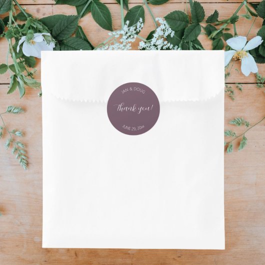 Eggplant Stylized Wedding Vielen Dank Runder Aufkleber
