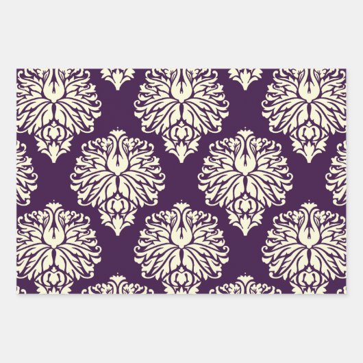 Eggplant Südliche Hütte Damask Geschenkpapier Set (Vorderseite 3)