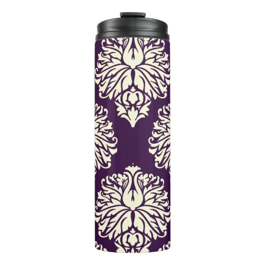 Eggplant Südliche Hütte Damask Thermosbecher (Vorderseite)