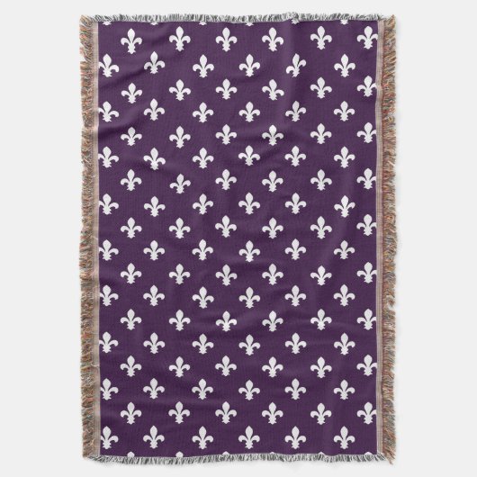 Eggplant Südliche Hütte Fleur de Lys Decke (Vorderseite Vertikal)