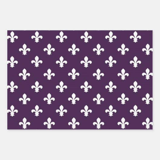 Eggplant Südliche Hütte Fleur de Lys Geschenkpapier Set (Vorderseite 2)