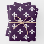 Eggplant Südliche Hütte Fleur de Lys Geschenkpapier Set (Beispiel)