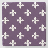 Eggplant Südliche Hütte Fleur de Lys Steinuntersetzer (Vorderseite)