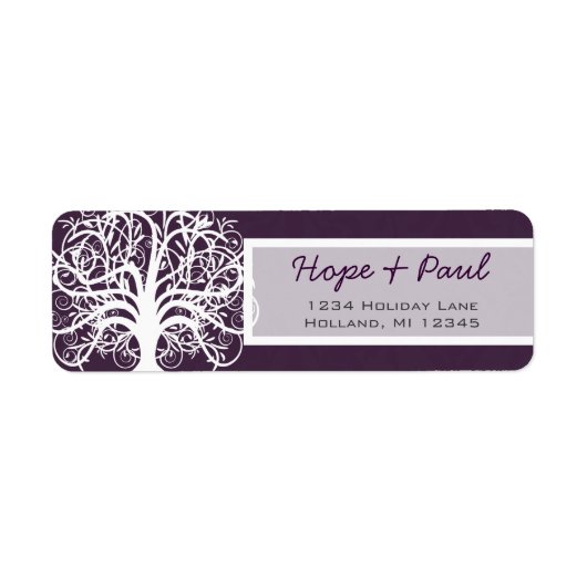 Eggplant Swirl Tree Return Address Label (Vorne)