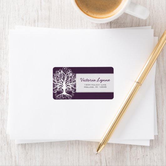 Eggplant Swirl Tree Return Address Label Adressaufkleber (Insitu)