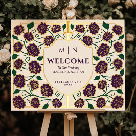 Eggplant Sword Shield Fantasy Wedding Begrüßungsze Poster