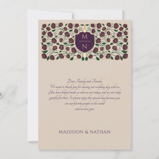 Eggplant Sword & Shield Fantasy Wedding Dankeskarte (Rückseite)