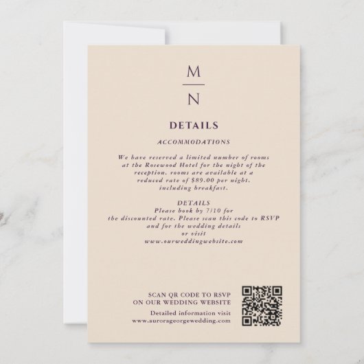 Eggplant Sword Shield Fantasy Wedding QR Code Einladung (Rückseite)