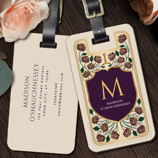 Eggplant Sword Shield Medival Fantasy Monogram Gepäckanhänger
