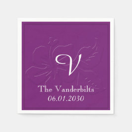 Eggplant Tone auf Tone Monogram Wedding Serviette