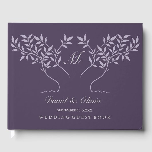 Eggplant Tree of Life Wedding Gästebuch (Vorderseite)