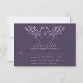 Eggplant Tree of Life Wedding RSVP Karte (Vorderseite)