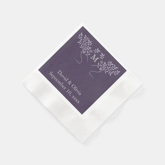 Eggplant Tree of Life Wedding Serviette (Ecke)