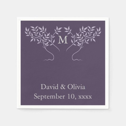 Eggplant Tree of Life Wedding Serviette (Vorderseite)