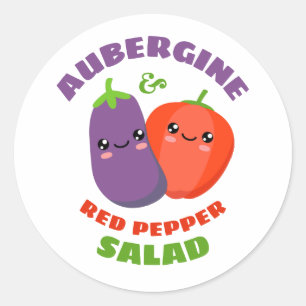 Eggplant und Red Pepper Salat Runder Aufkleber