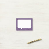 Eggplant und White Talk Blase Personalisierter Nam Post-it Klebezettel (Auf Schreibtisch)