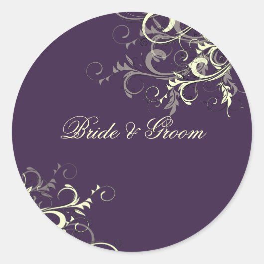 Eggplant+Vanilla Wirbel/DIY Hintergrundfarbe Runder Aufkleber (Vorderseite)