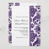 Eggplant Vintag Damask Lace Wedding Einladung (Vorne/Hinten)